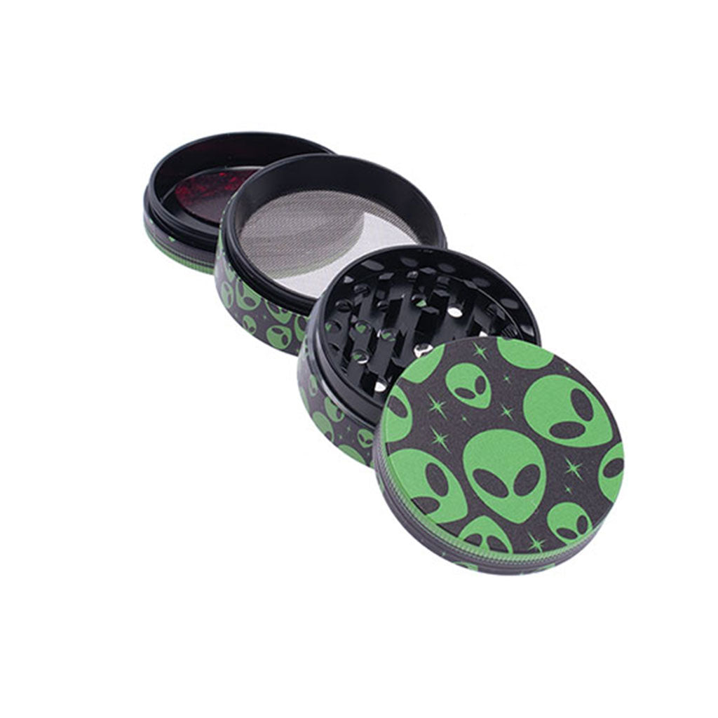 Alien Wacky grinder, 4 parts view, 2 inch – Online Smoke and Vape