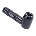 Black aluminum glass smoking pipe, angle view – Online Smoke and Vape