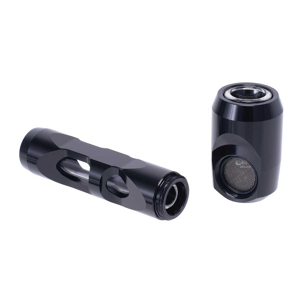 Black aluminum glass smoking pipe, side view – Online Smoke and Vape
