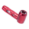 Red aluminum glass smoking pipe, angle view – Online Smoke and Vape