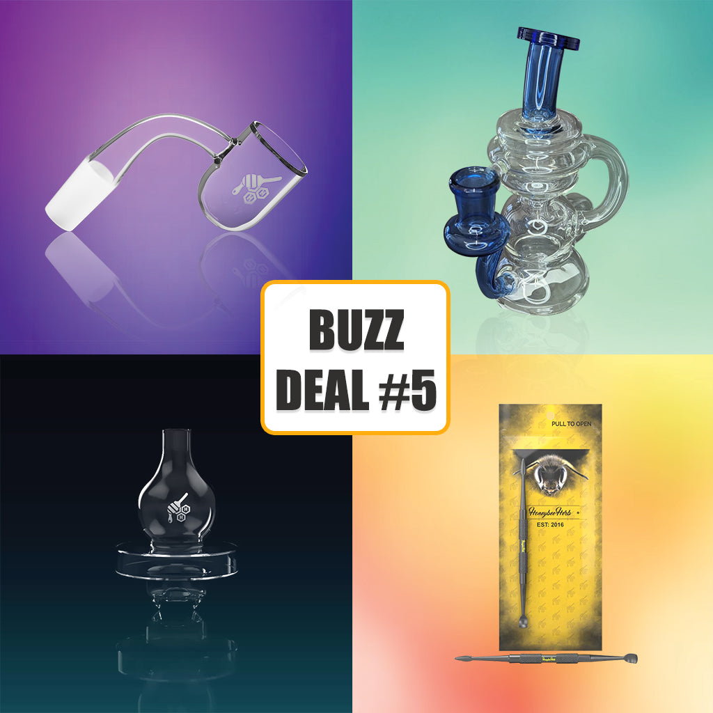 Honeybee Herb BuzzDeal bundle with blue recycler rig, banger and carb cap – Online Smoke and Vape