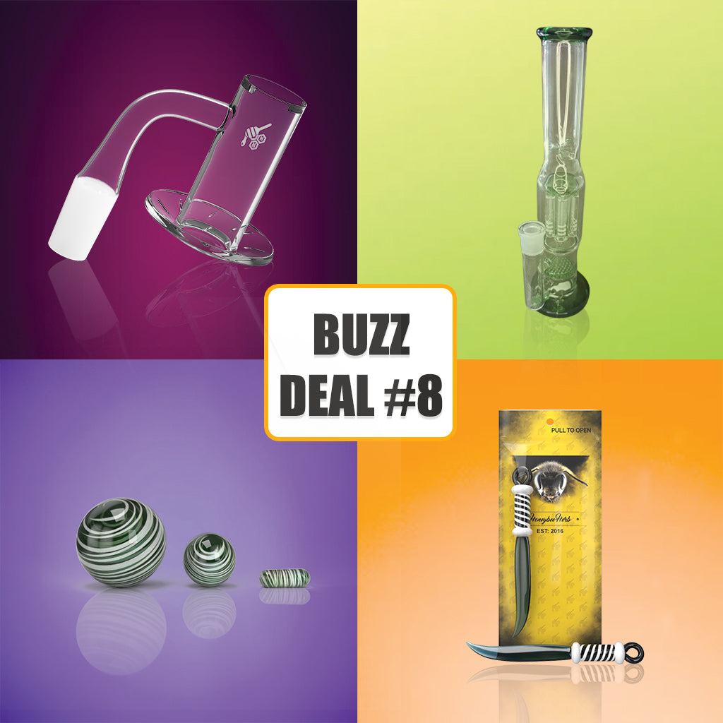 Honeybee Herb BuzzDeal bundle with showerhead rig, banger and dab tool – Online Smoke and Vape
