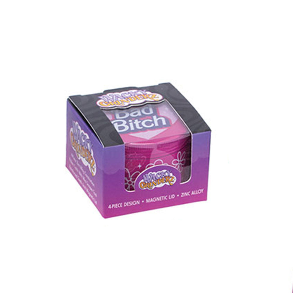 Bad Bitch Wacky herb grinder, 2.5 inch, packaging view – Online Smoke and Vape