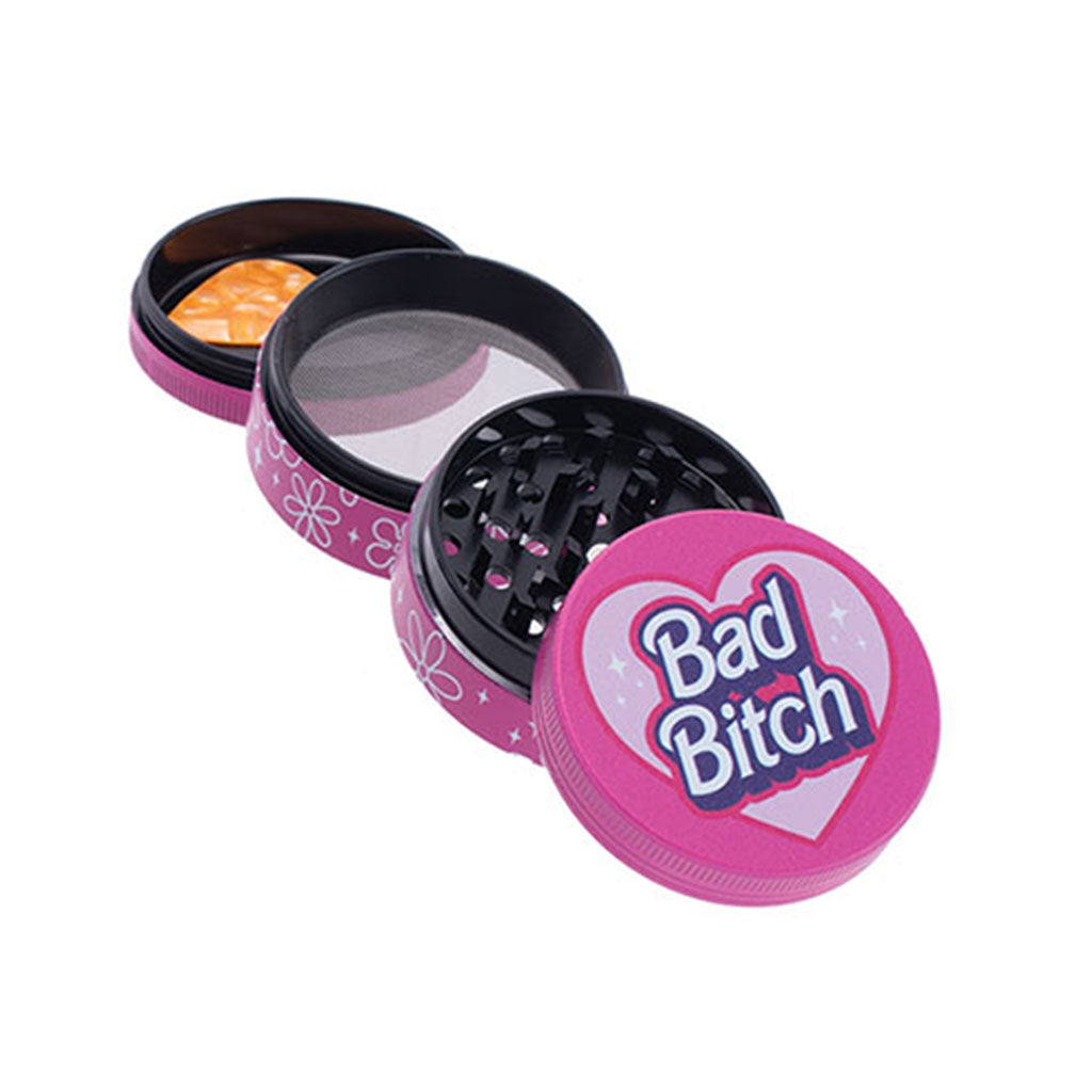 Bad Bitch Wacky herb grinder, 2 inch, four parts – Online Smoke and Vape