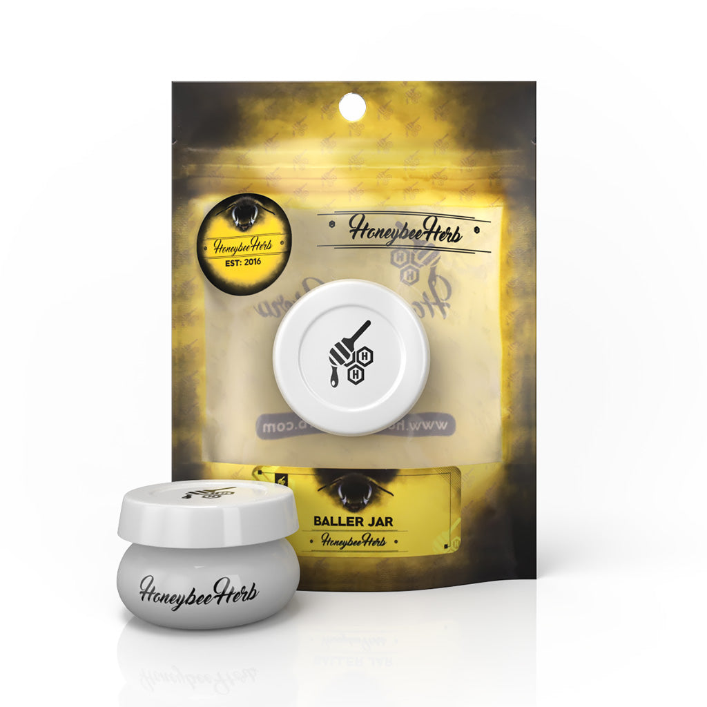 White Baller dab jar in retail packaging – Online Smoke and Vape
