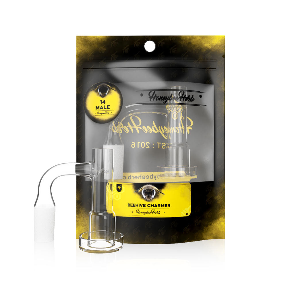 Beehive Charmer 14mm male 90° black-line quartz banger – Online Smoke and Vape