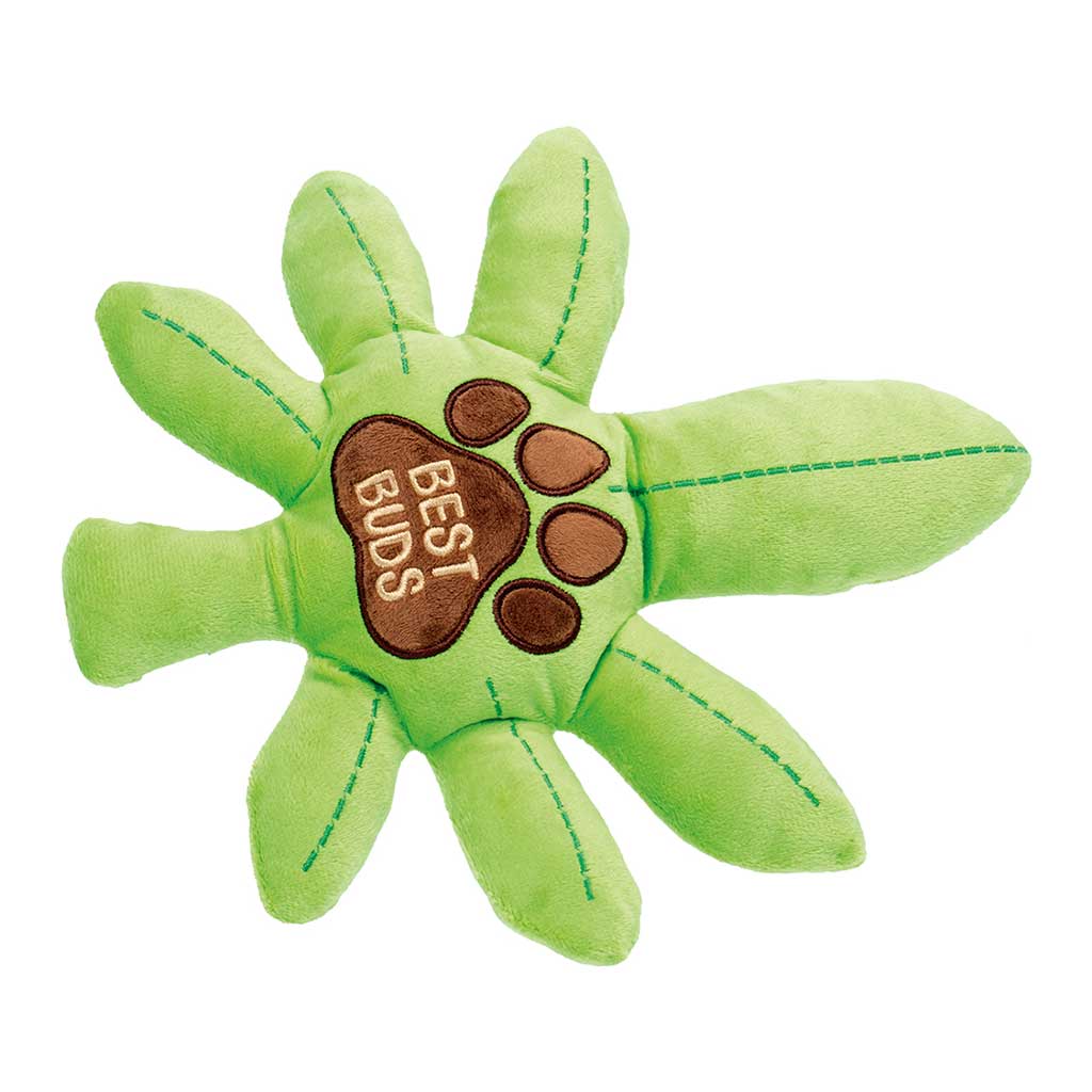 Best Buds green plush squeaky dog toy with paw print – Online Smoke and Vape