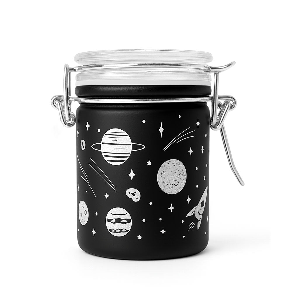 Black frosted galaxy glass storage jar, 2.5 inch – Online Smoke and Vape