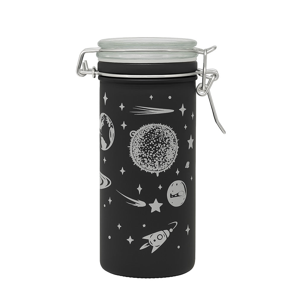 Black frosted galaxy glass storage jar, 6 inch – Online Smoke and Vape