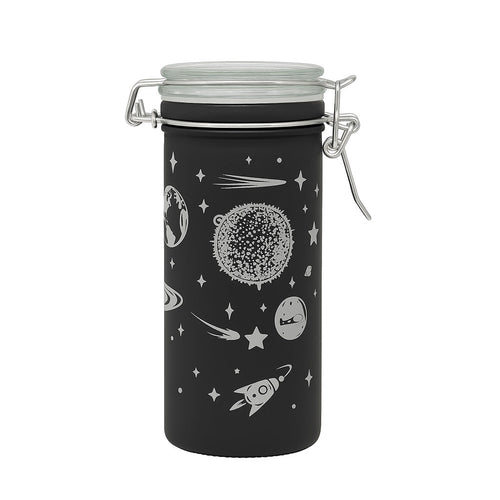 Black frosted galaxy glass storage jar, 6 inch – Online Smoke and Vape