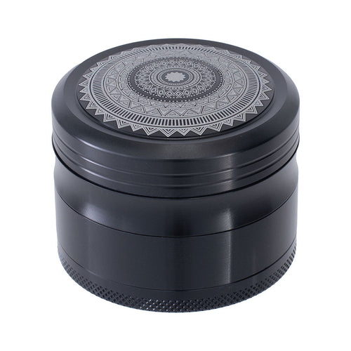 Black mandala 4-piece aluminum herb grinder – Online Smoke and Vape
