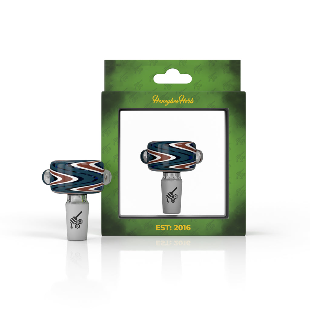 Black and red Basin zig zag flower bowl, packaging view – Online Smoke and Vape