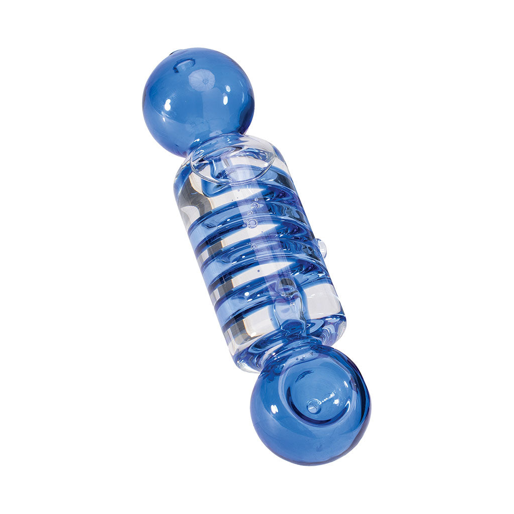 Blue coil glycerin hand pipe with transparent chamber – Online Smoke and Vape