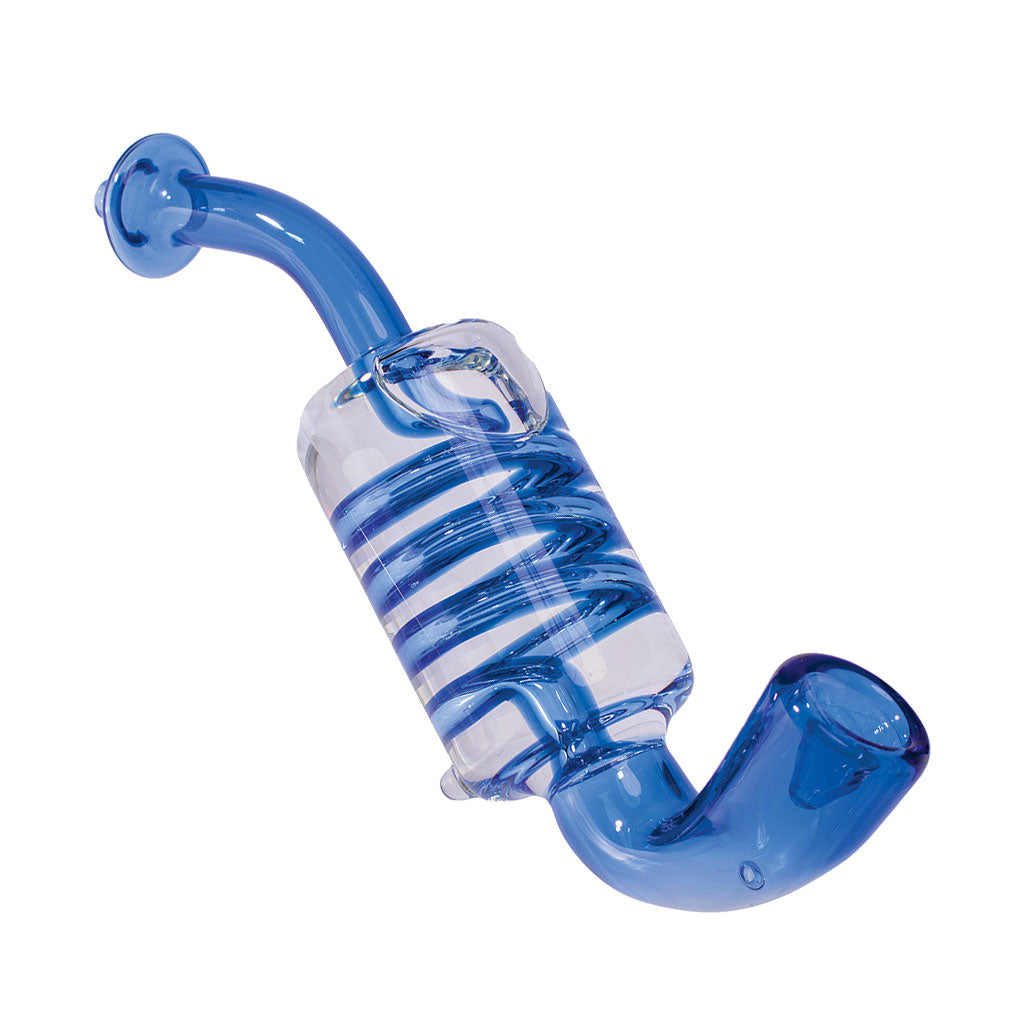 Blue coil glycerin sherlock hand pipe – Online Smoke and Vape