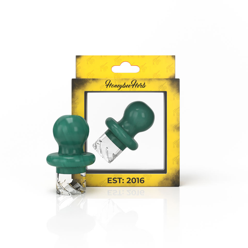 Blue glass Button Top Vortex carb cap, alternate view – Online Smoke and Vape