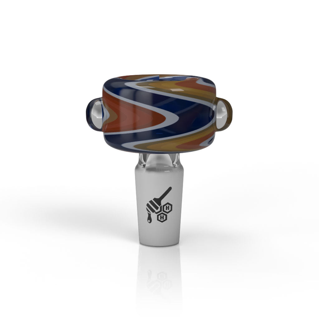 Blue and orange Basin zig zag flower bowl, 14mm male – Online Smoke and Vape