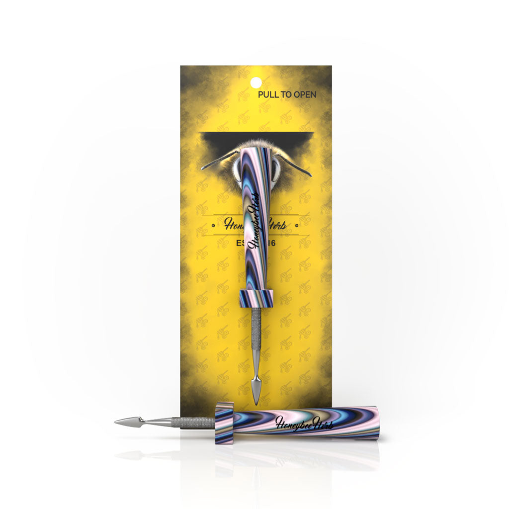Blue-purple resin-handle classic dab tool, detail – Online Smoke and Vape