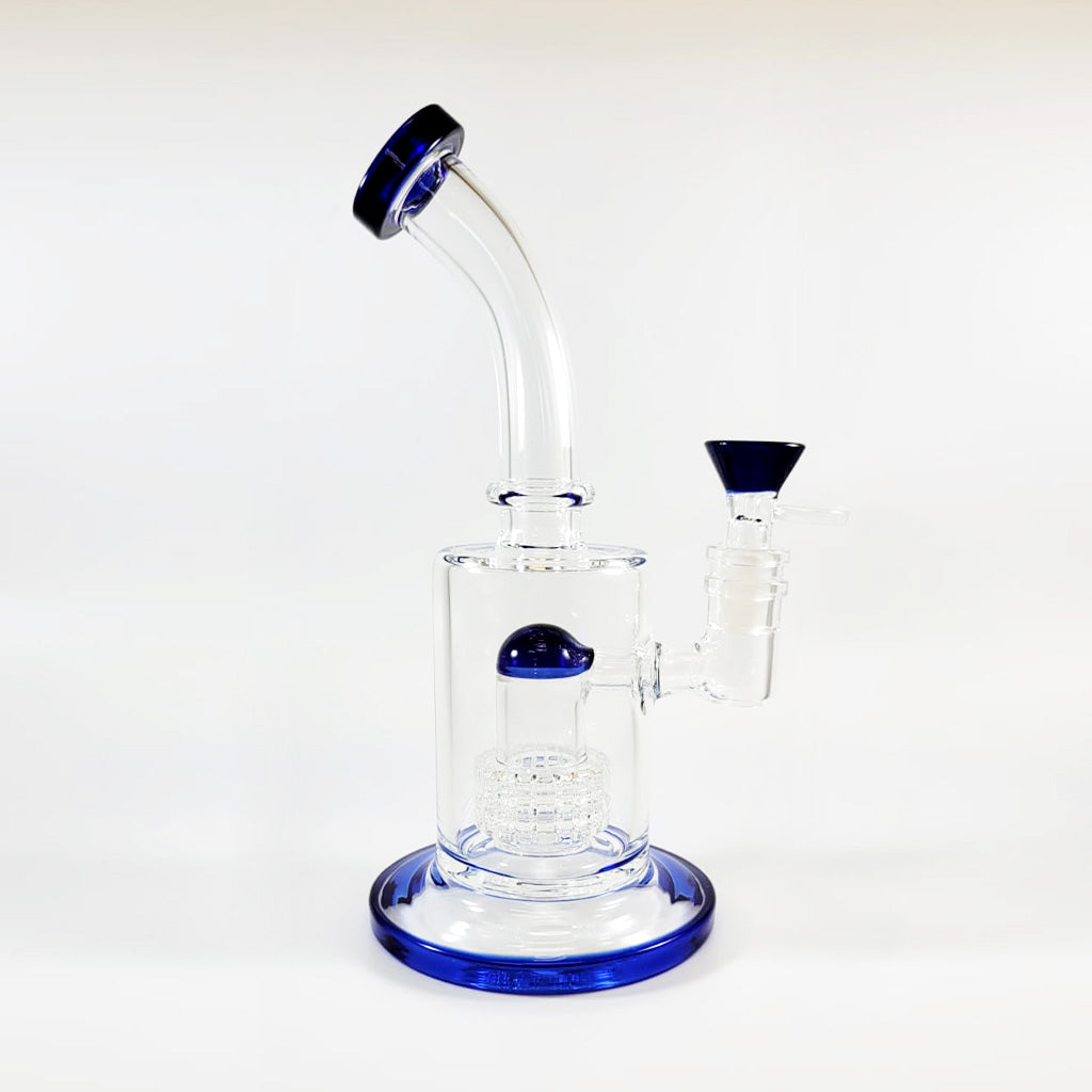 Blue 8-inch triple-stack honeycomb perc dab rig, 14mm female – Online Smoke and Vape