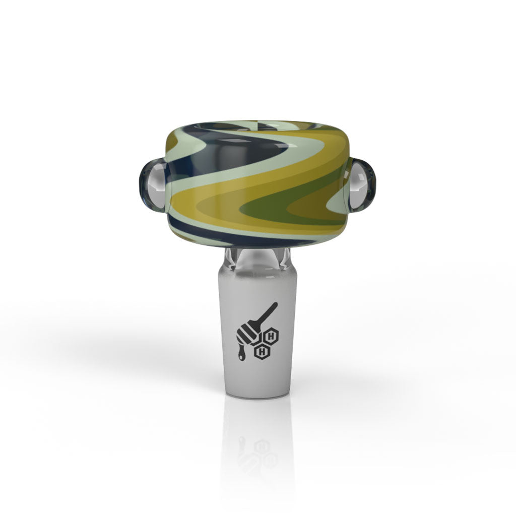 Blue and yellow Basin zig zag flower bowl, 14mm male – Online Smoke and Vape