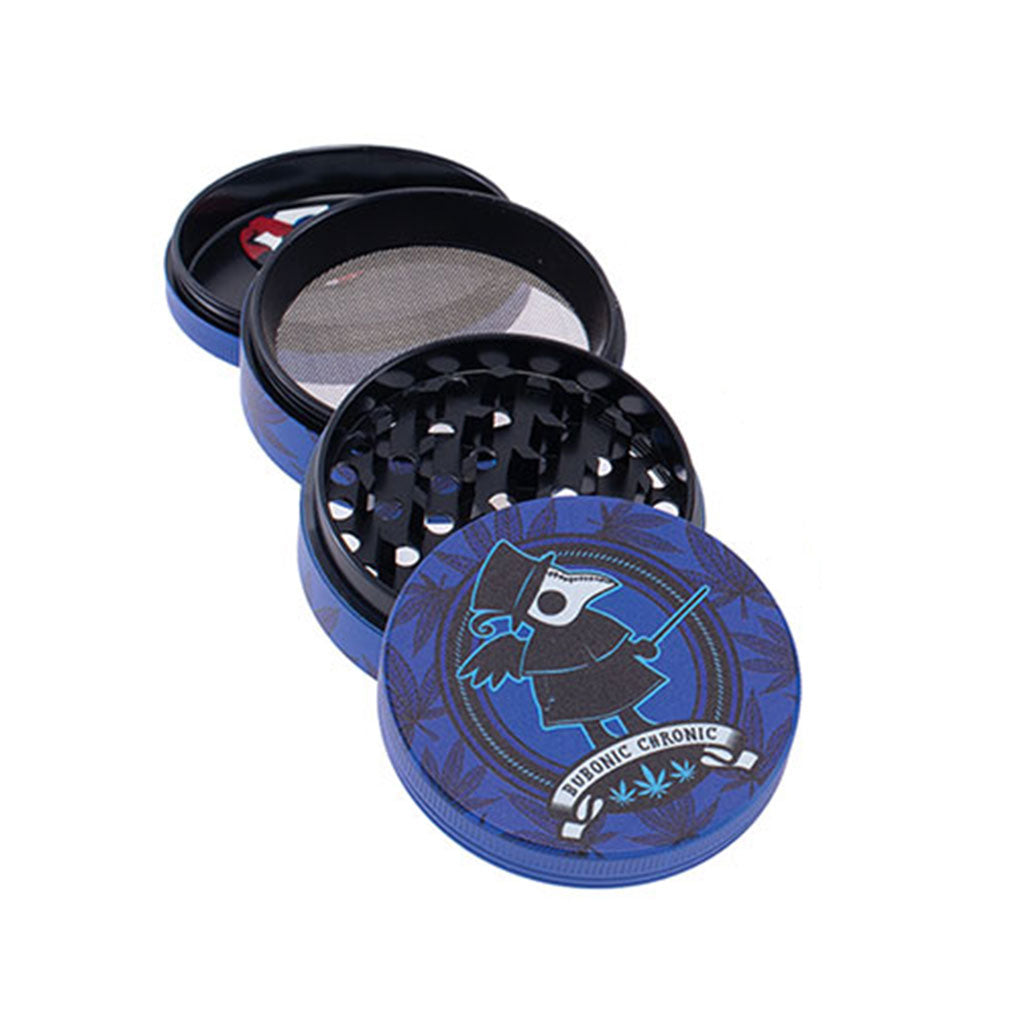 Bubonic Chronic 2.5-inch 4-piece grinder, parts view – Online Smoke and Vape