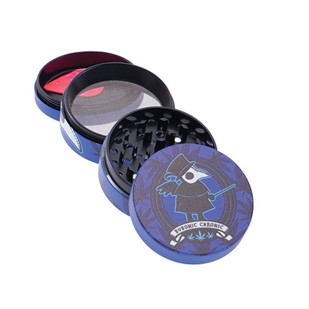 Bubonic Chronic 2-inch 4-piece grinder, parts view – Online Smoke and Vape