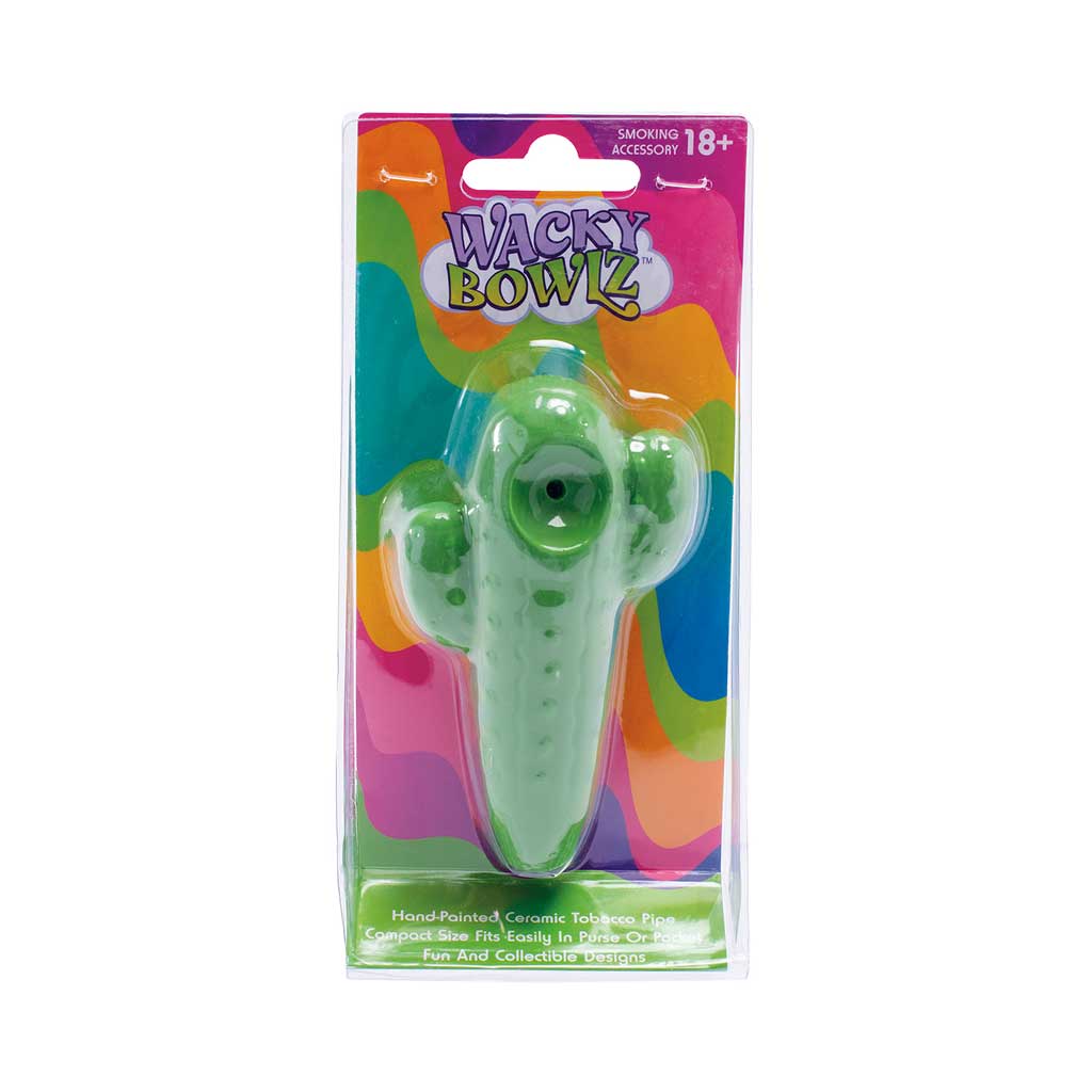 Cactus ceramic hand pipe by Wacky Bowlz in retail packaging – Online Smoke and Vape