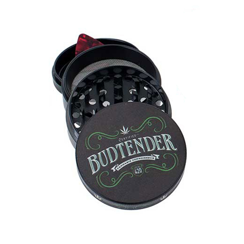 Certified Budtender 2.5-inch 4-piece grinder with scraper – Online Smoke and Vape