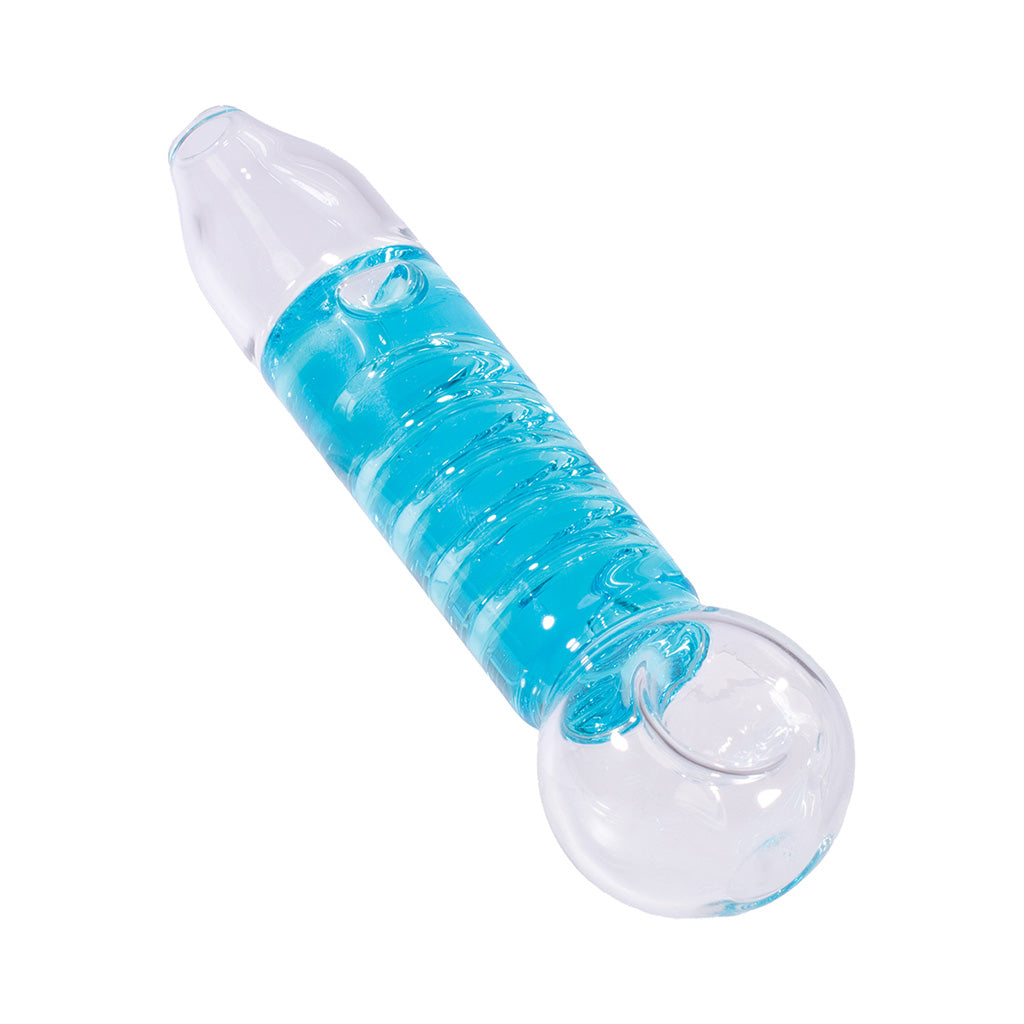 Blue coil glycerin freezable glass hand pipe – Online Smoke and Vape