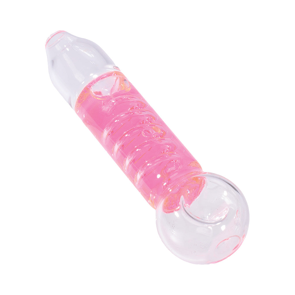 Pink coil glycerin freezable glass hand pipe – Online Smoke and Vape