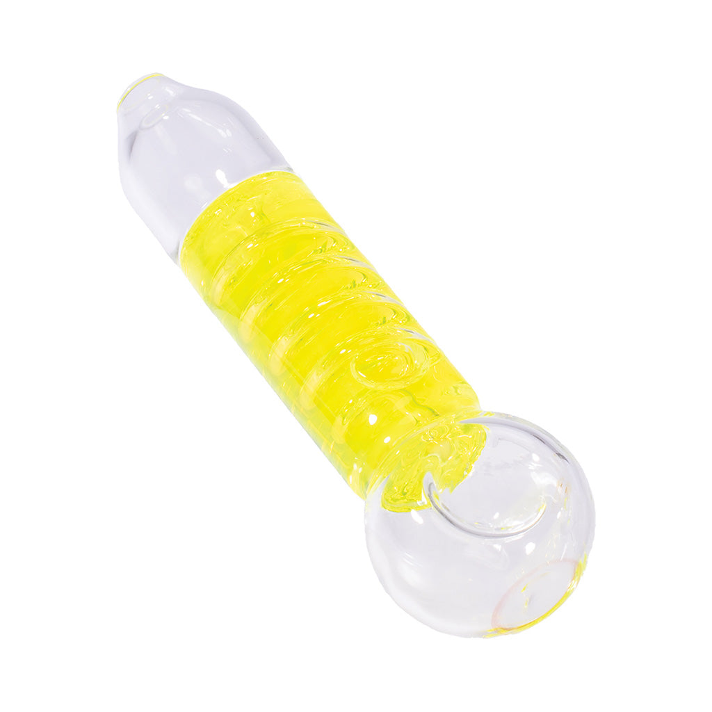 Yellow coil glycerin freezable glass hand pipe – Online Smoke and Vape