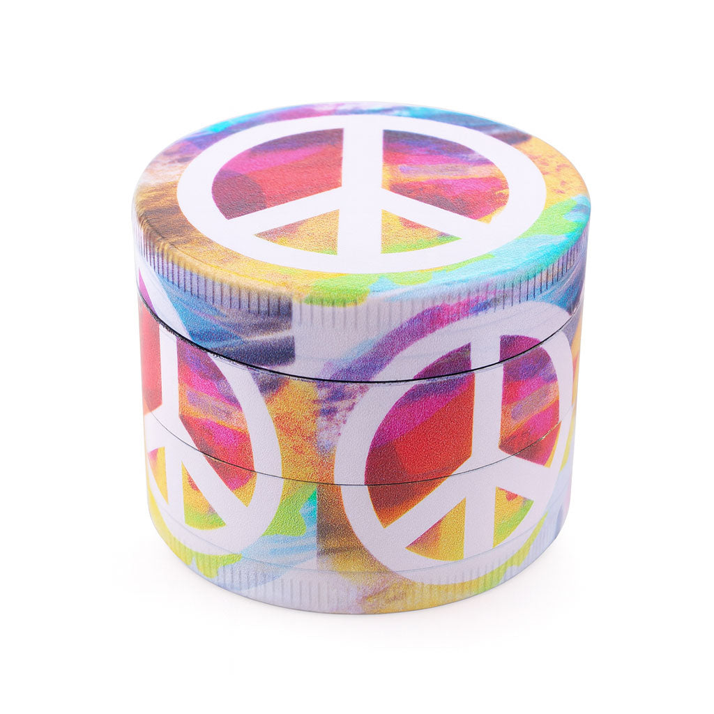 Neon Peace psychedelic peace symbol 4-piece grinder – Online Smoke and Vape