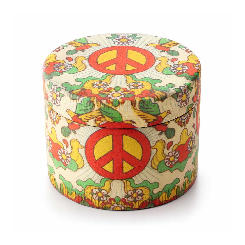 Orange Peace psychedelic peace symbol 4-piece grinder – Online Smoke and Vape