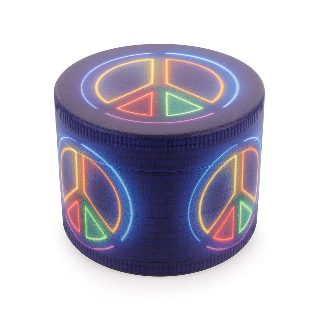 Peace Glow psychedelic peace symbol 4-piece grinder – Online Smoke and Vape