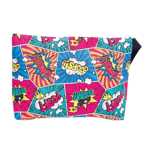 Comic-print smell-proof bag 11x7.5in, back view – Online Smoke and Vape