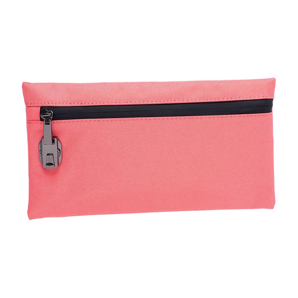 Coral pink smell-proof pouch 11x6in, front view – Online Smoke and Vape