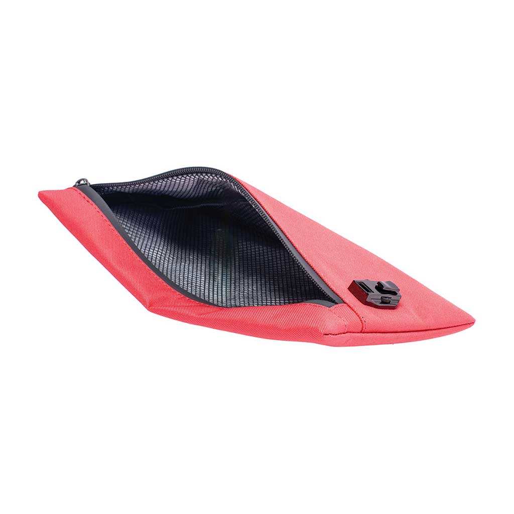 Coral pink smell-proof pouch, open top view – Online Smoke and Vape