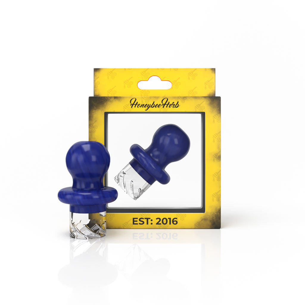 Dark blue glass Button Top Vortex carb cap, alternate view – Online Smoke and Vape