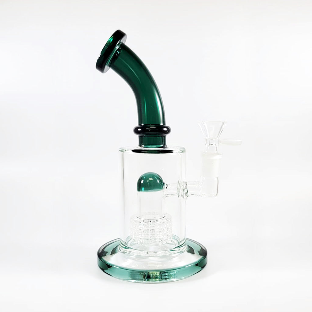 Dark green 8-inch triple-stack honeycomb perc dab rig, 14mm female – Online Smoke and Vape
