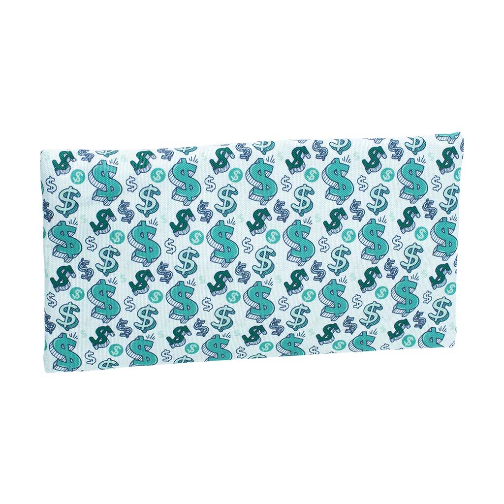 Dollar-sign print smell-proof pouch 11x6in, back view – Online Smoke and Vape