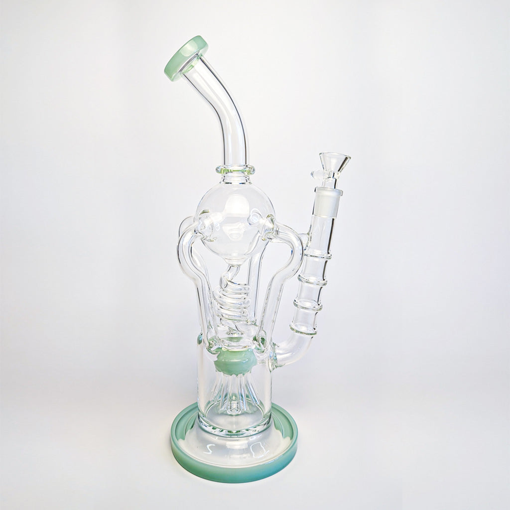 Emerald coil and sprinkler tree dual perc recycler rig – Online Smoke and Vape