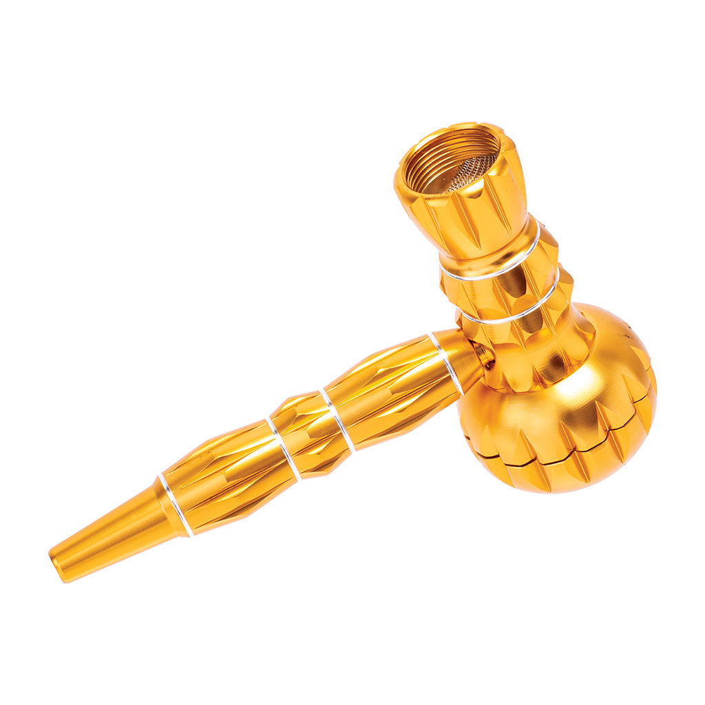 Gold aluminum smoking pipe and grinder combo, apart – Online Smoke and Vape
