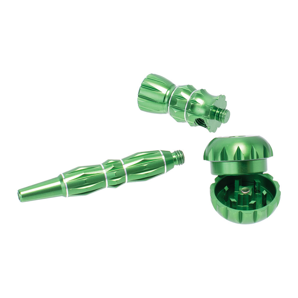Green aluminum smoking pipe and grinder combo, apart – Online Smoke and Vape