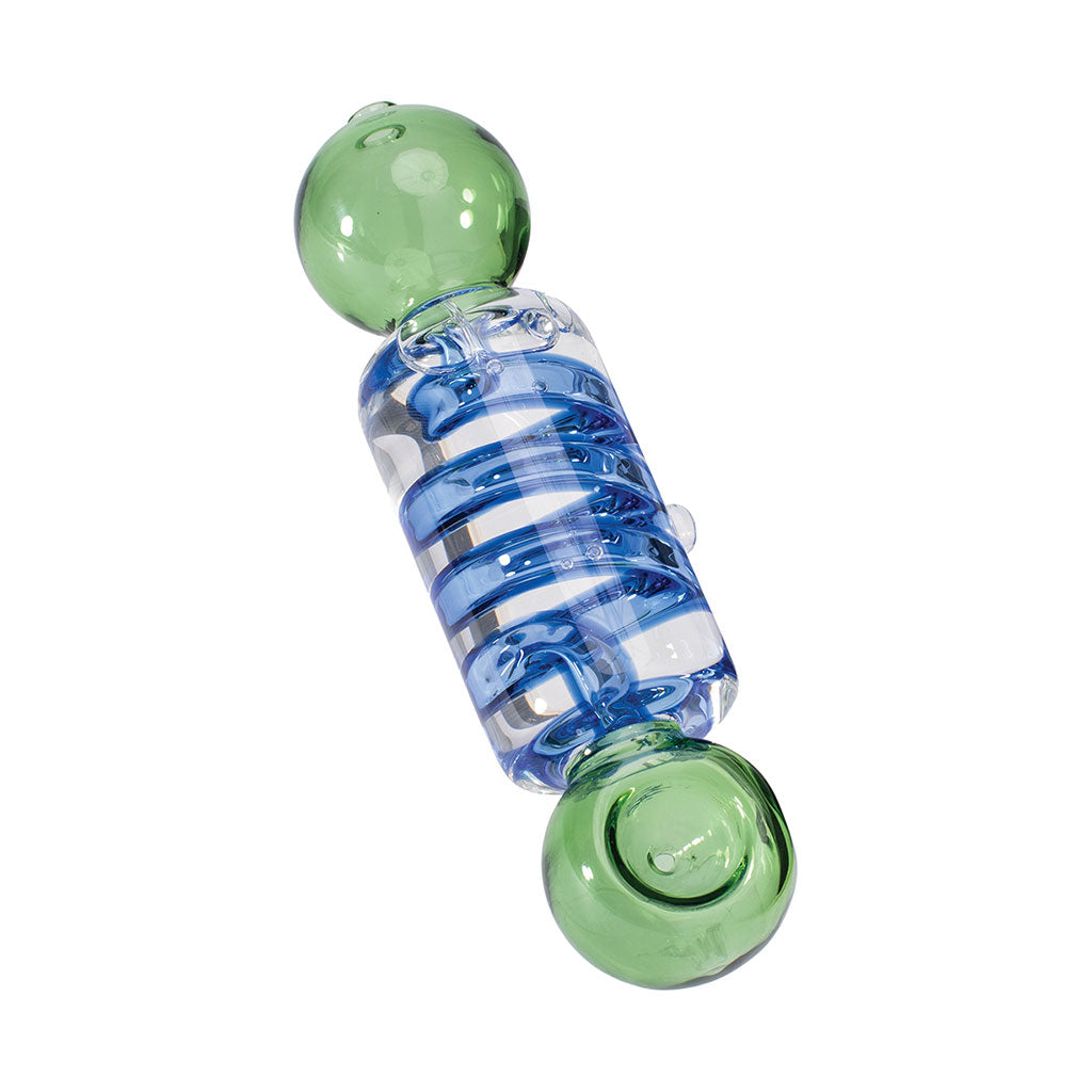 Green coil glycerin hand pipe with transparent chamber – Online Smoke and Vape