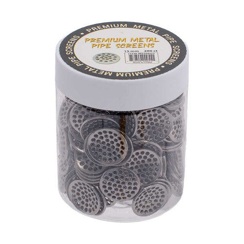 Grey 15mm metal pipe screens, 200-count jar – Online Smoke and Vape