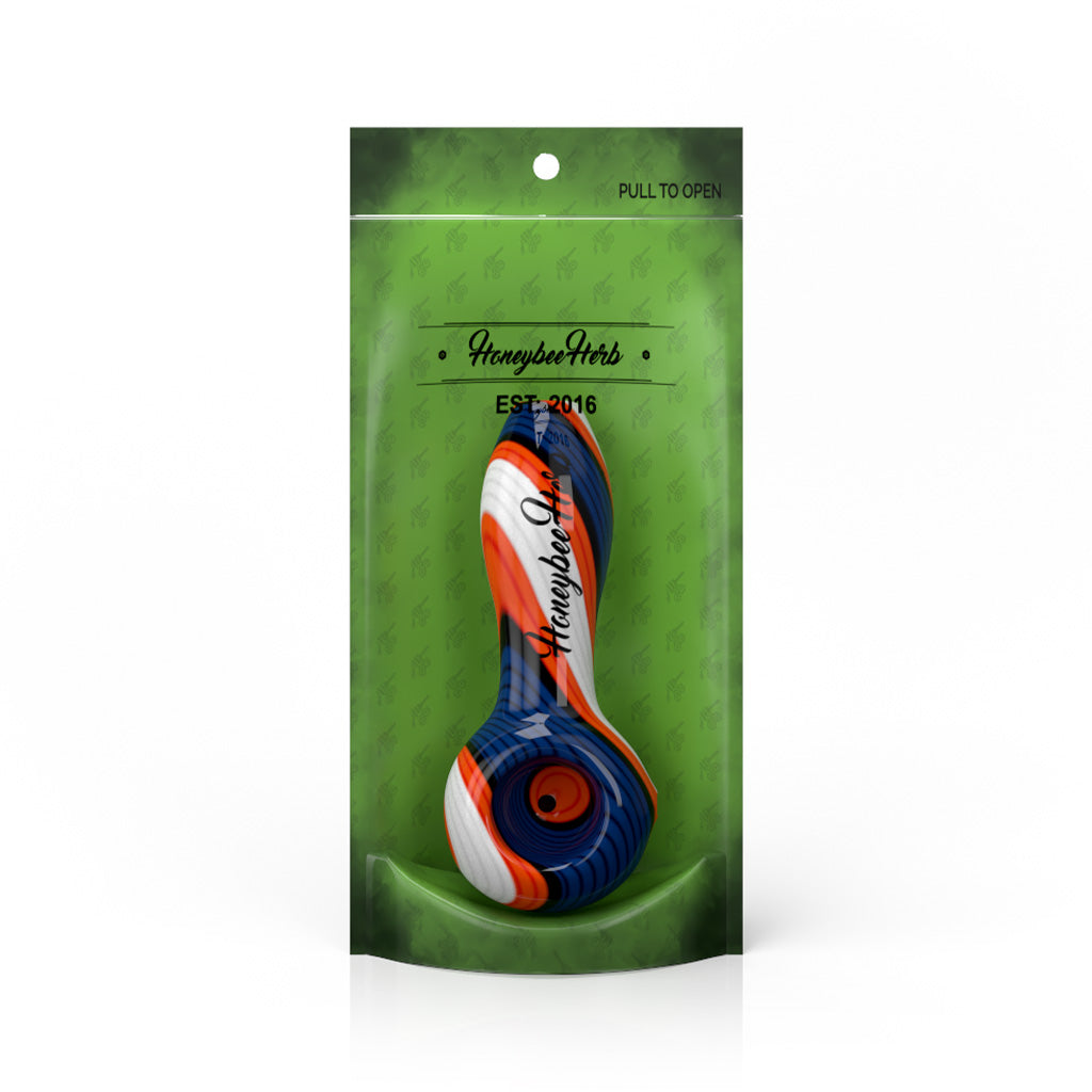 Blue and white Colorburst Linework spoon pipe in packaging – Online Smoke and Vape