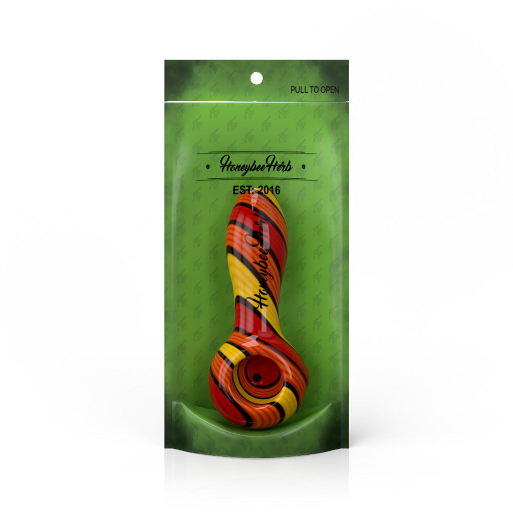 Orange Colorburst Linework spoon pipe in packaging – Online Smoke and Vape