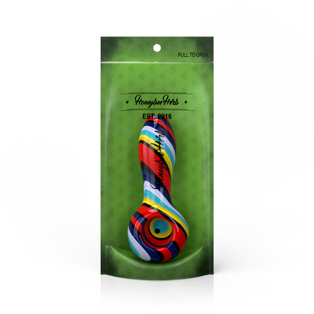 Rainbow Colorburst Linework spoon pipe in packaging – Online Smoke and Vape
