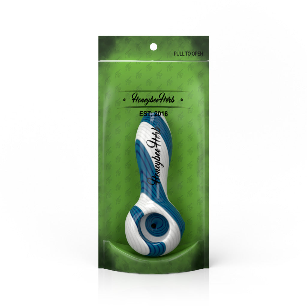 Turquoise Colorburst Linework spoon pipe in packaging – Online Smoke and Vape
