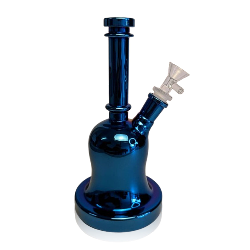 Bell-shaped metallic blue glass bong, 9in – Online Smoke and Vape