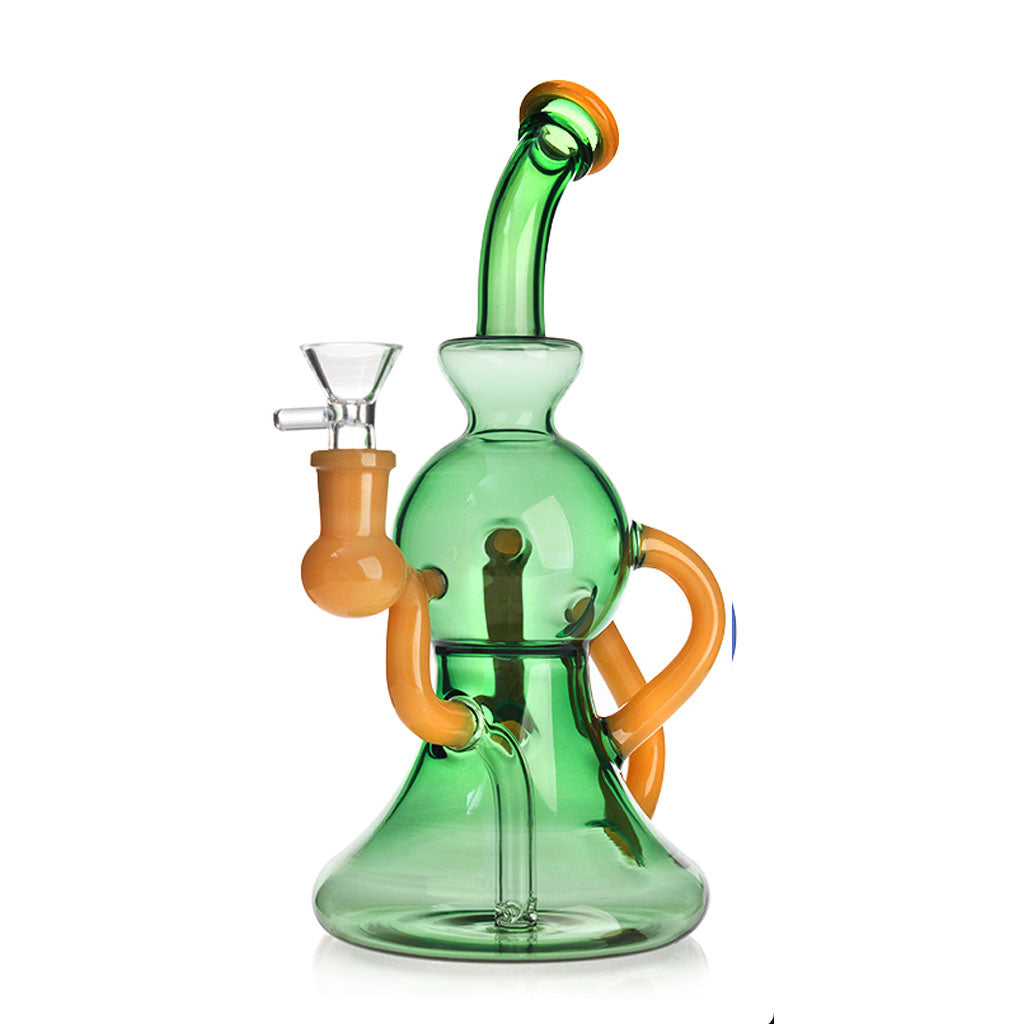 Green Flower 10" Bubble Recycler Dab Rig - Smooth Hits